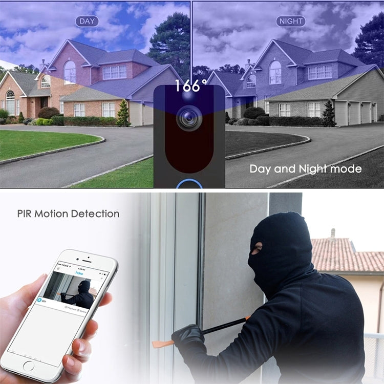 V7 1080P Full HD Weather Resistant WiFi Security Home Monitor Intercom Smart Phone Video Doorbell, Support Two-way Audio, PIR Motion Detection, Night Vision V7 1080P Full HD Weather Resistant WiFi Security Home Monitor Intercom Smart Phone Video Doorbell, Support Two-way Audio, PIR Motion Detection, Night Vision